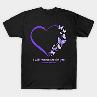 I Will Remember For You Butterfly Alzheimer's Awareness T-Shirt